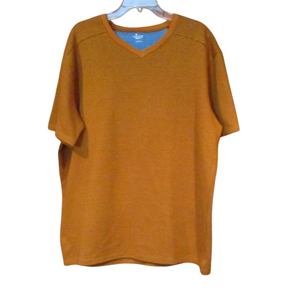 Junction West Men's Gold Woven V-Neck Pullover Shirt Short Sleeve Size Large